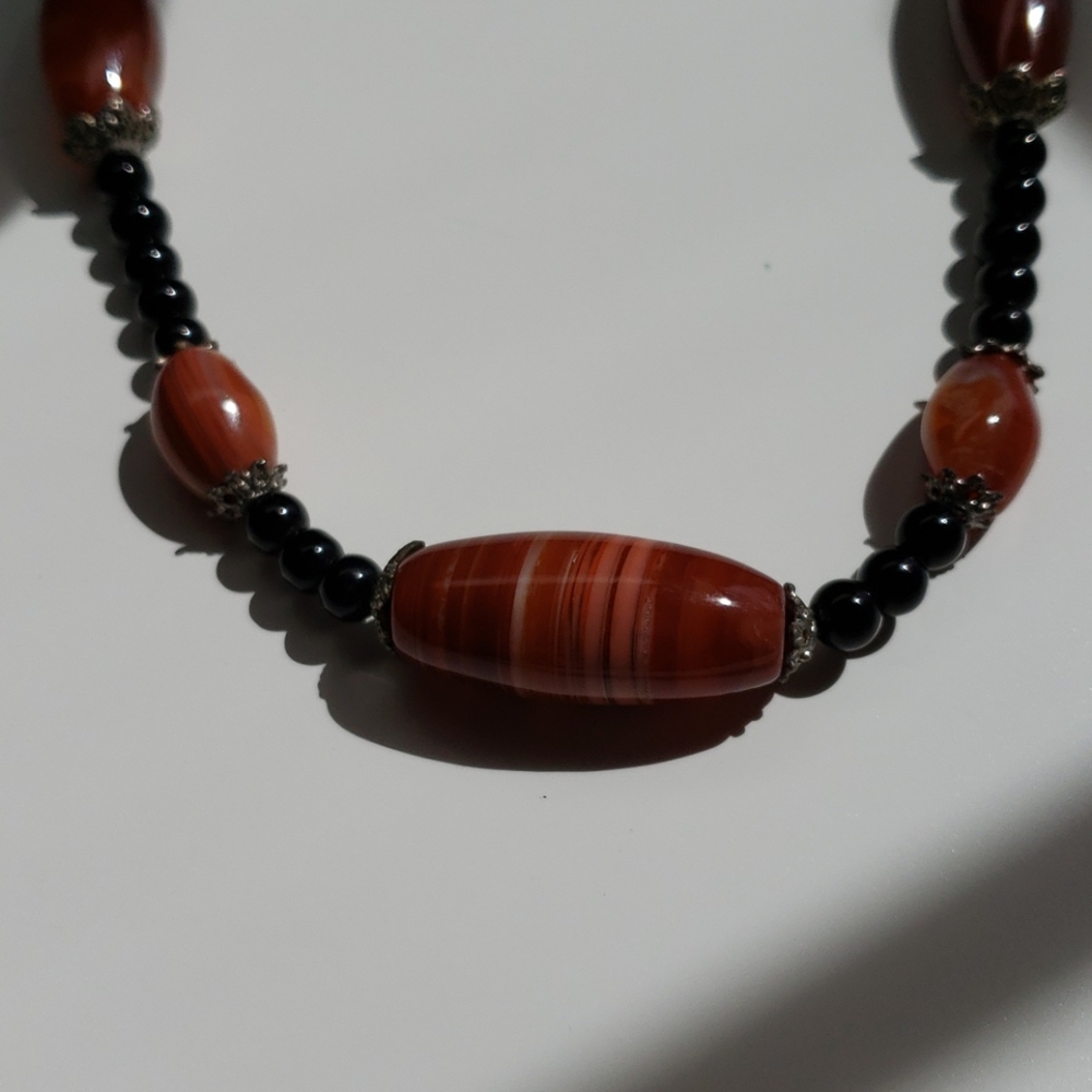 Red and Black Stone Necklace